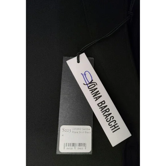 NWT $223 Yoana Baraschi Womens Size 4 Samba Flare Skirt Black Asymmetric Crochet - Picture 4 of 7